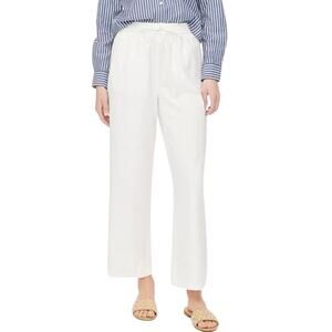 J.Crew Factory Linen Blend Slim Wide Leg Drawstring Pant White Size 18 NWT